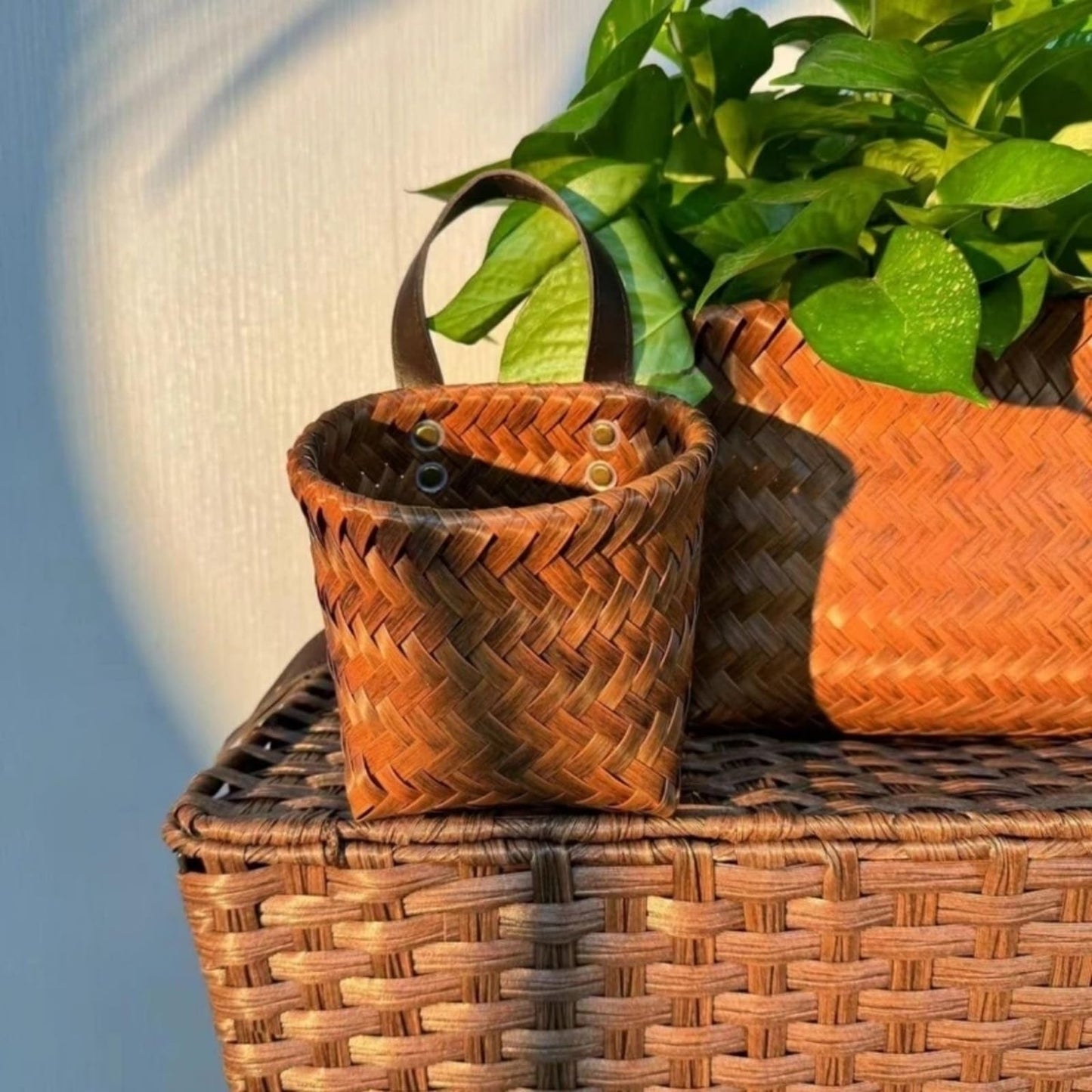 Multi-Purpose Rustic Woven Wall Hanging Storage Basket