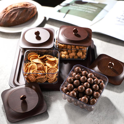 Multi-Compartment Decorative Snack Organizer Box with Dustproof Lid Cream