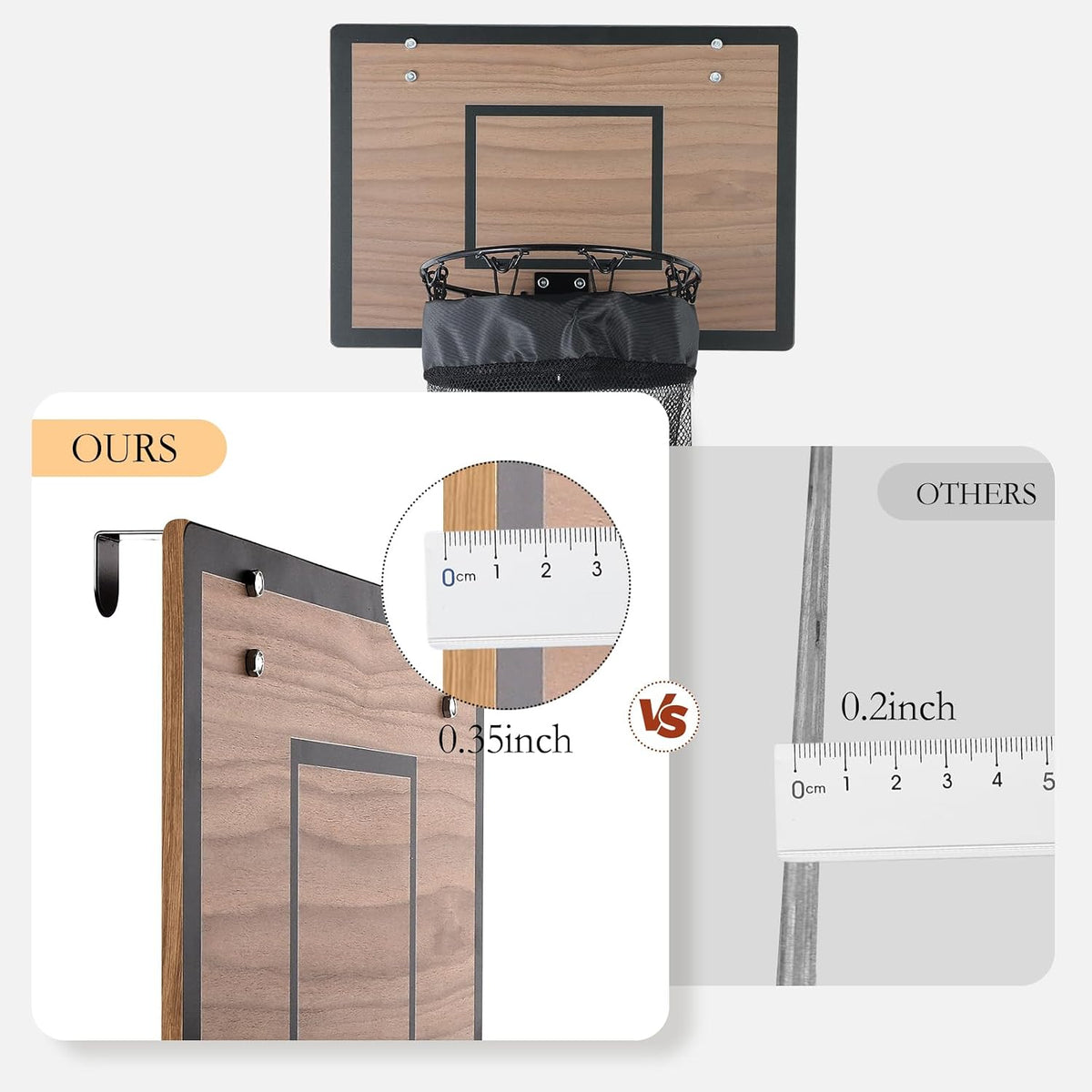 Wooden Basketball Hoop Hanging Laundry Bag