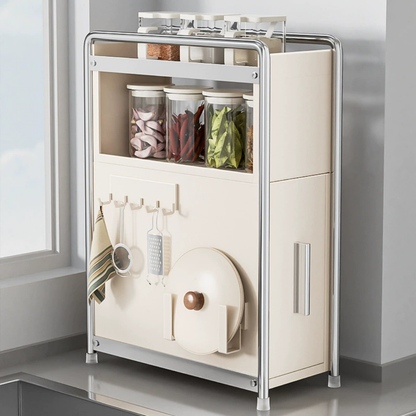 Compact Carbon Steel Multipurpose Spice Storage Rack with Pull Out Drawer