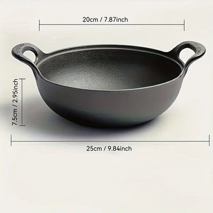 Rustic-Wood Non-Stick Cast Iron Simmer Pot