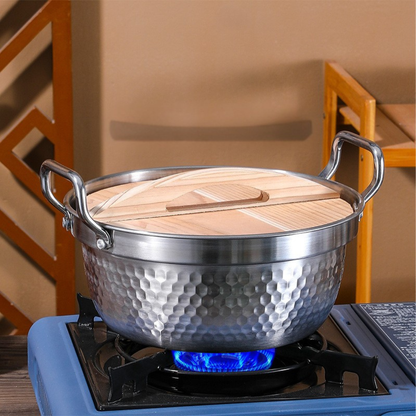 Premium Stainless Steel Cooking Pot With Wooden Lid