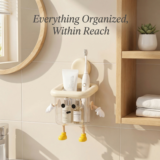 Wall-Mounted Bathroom Storage Box with Suction Cup