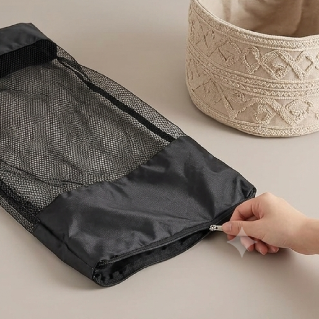 Wooden Basketball Hoop Hanging Laundry Bag