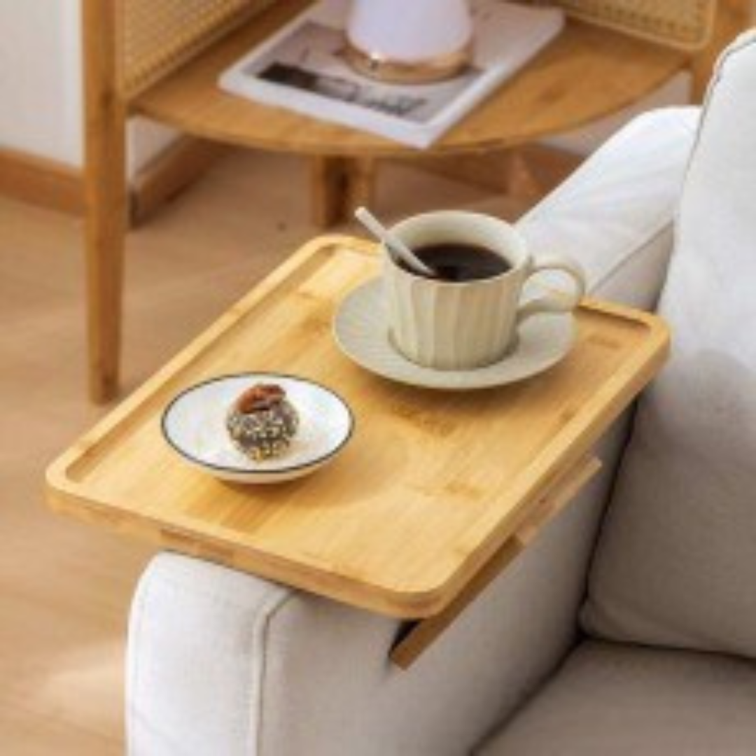 Elegant Bamboo Wooden Foldable Sofa Tray Natural Finish