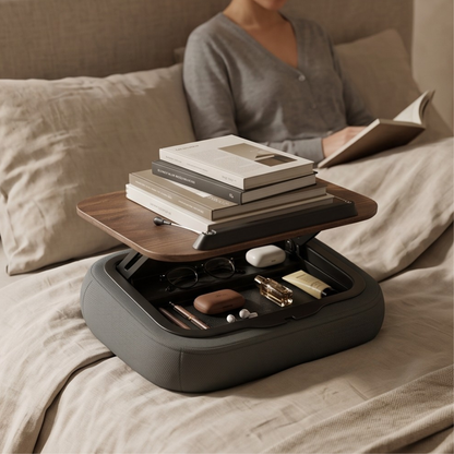 Ergonomic Adjustable Pillow Book Stand with Storage