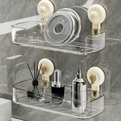 Multi-Purpose Transparent Suction Cup Storage Shelf