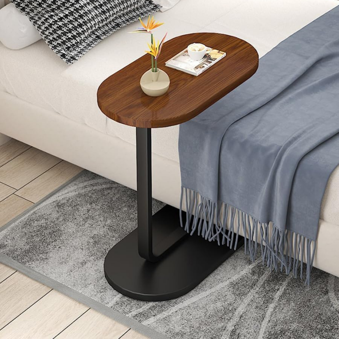 Modern C-Shaped Strong Wooden Top Side Table