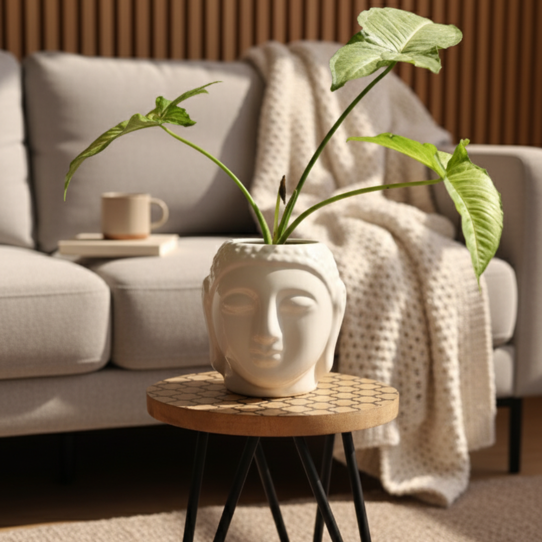 Wooden Plant Stand with Resin Top Decorative Pot Holder