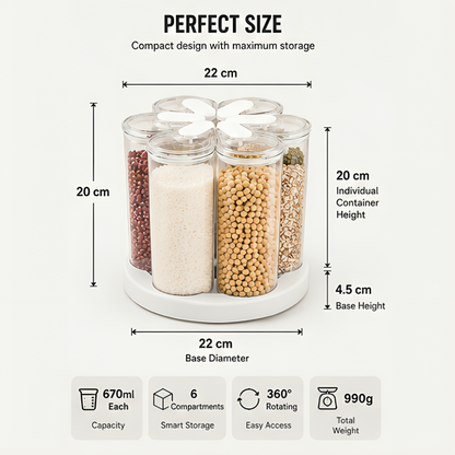 Multi Purpose Rotating Food Storage Container (Set of 6)