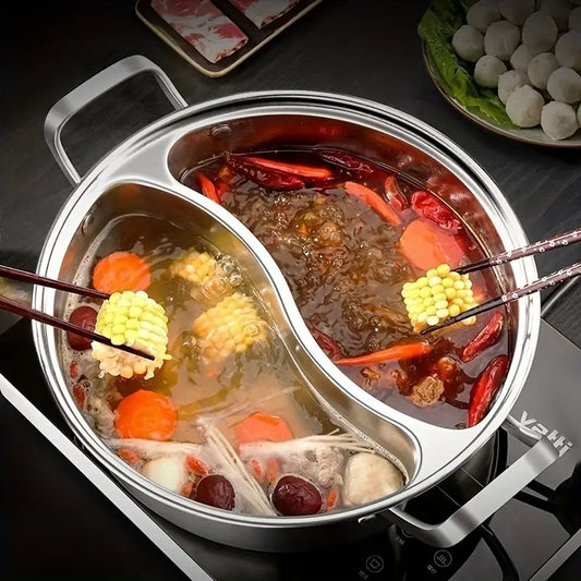 Stainless Steel Dutch Hot Pot with S-Shaped Divider
