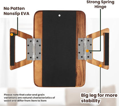 Bamboo Wood Sofa Arm Tray with Rotating Phone Holder