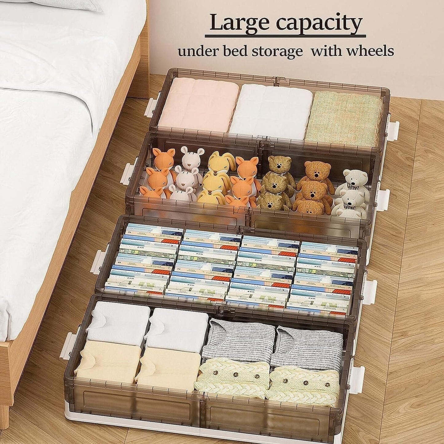 Multiple-Use Under Bed Storage Organizer with Wheels
