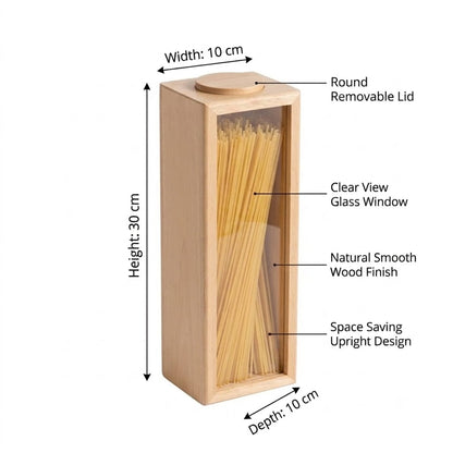 Transparent Glass Wooden Spaghetti Storage Container