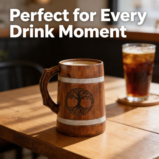 Multipurpose Classic Handcrafted Durable Finish Wood Beer Mug