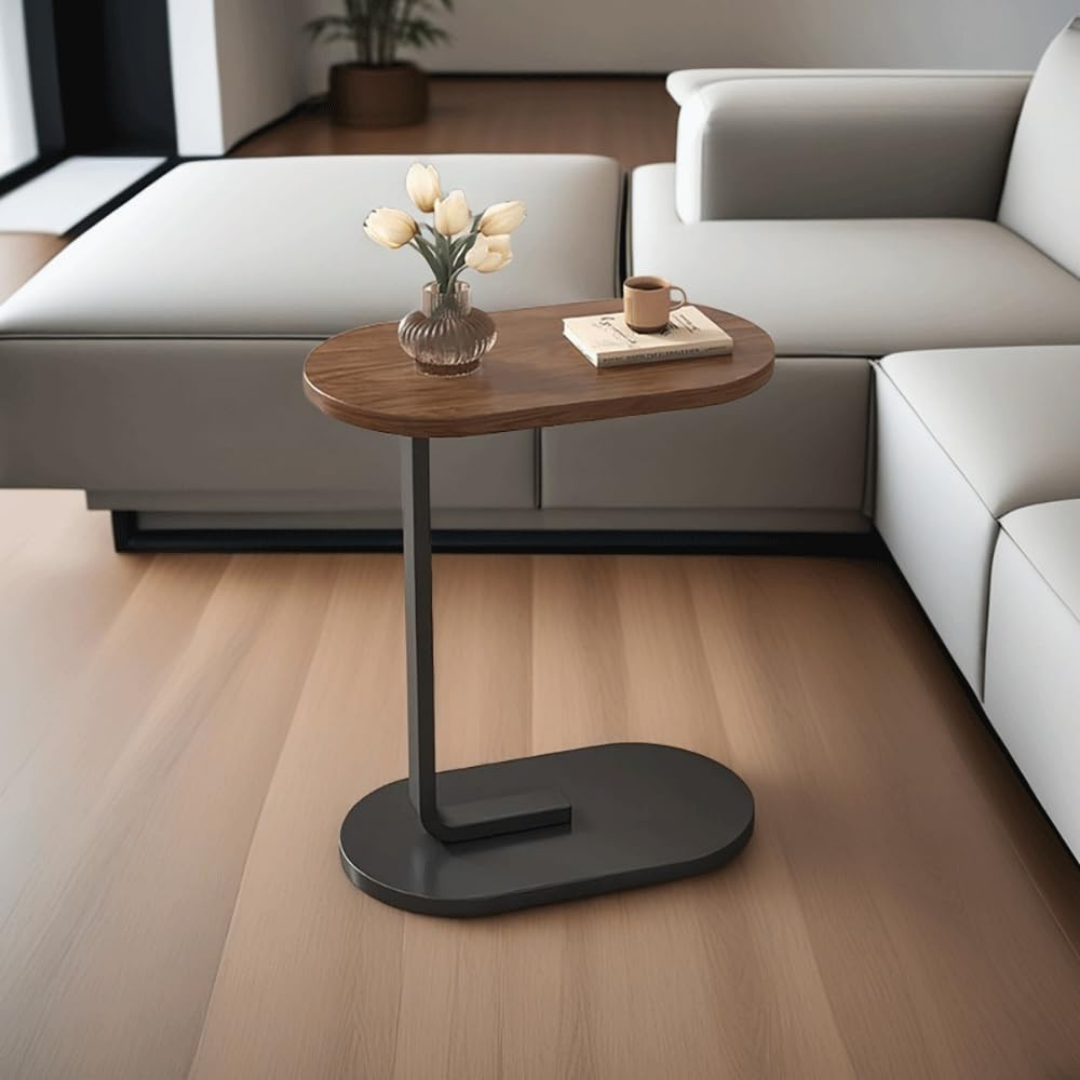 Modern C-Shaped Strong Wooden Top Side Table
