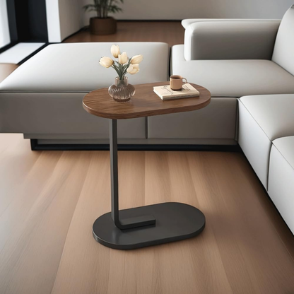 Modern C-Shaped Strong Wooden Top Side Table