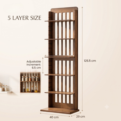 Open Shelves Adjustable Bamboo Storage Rack