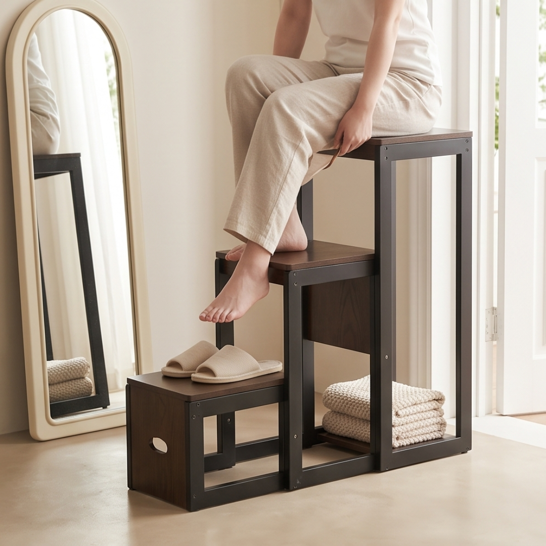 Convertible Wooden Folding Step Stool Ladder