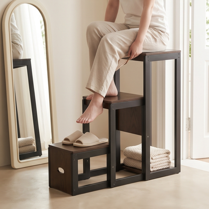 Convertible Wooden Folding Step Stool Ladder