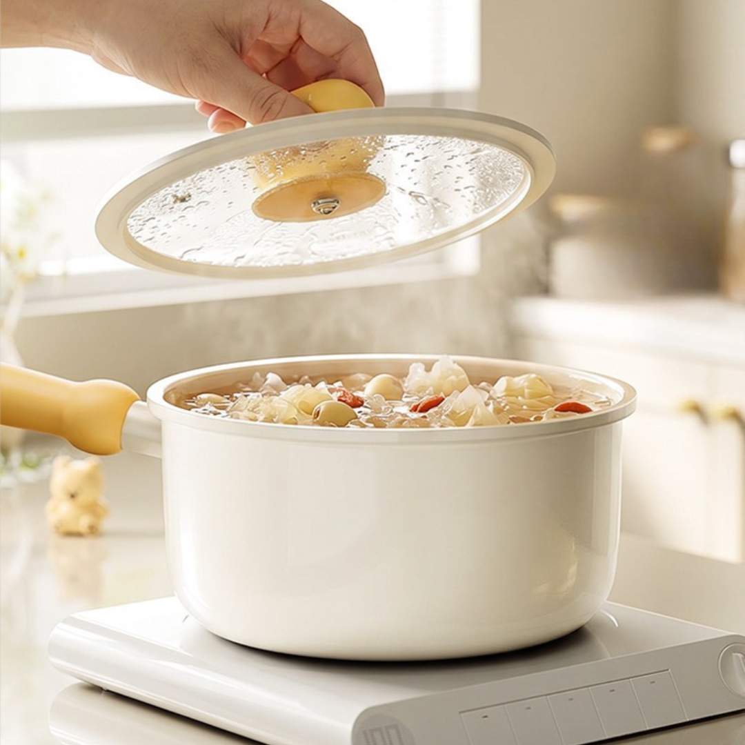 Ceramic Non Stick Cooking Saucepan with Glass Lid