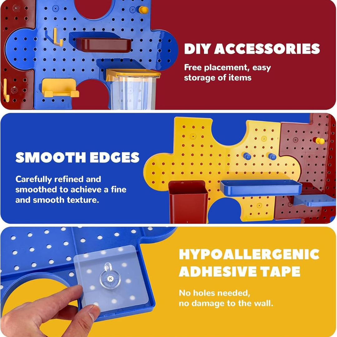 Wall Organizer Modular Puzzle Pegboard (Set of 3)