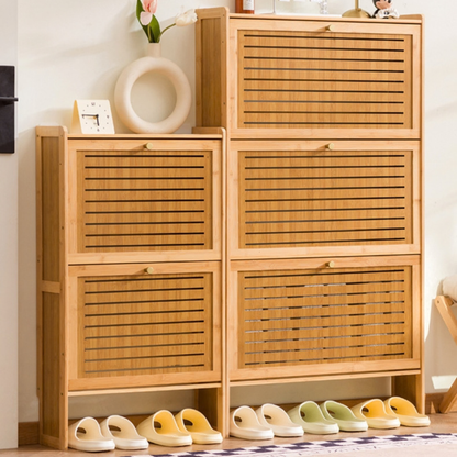 Bamboo Flip Down Shoe Storage Cabinet