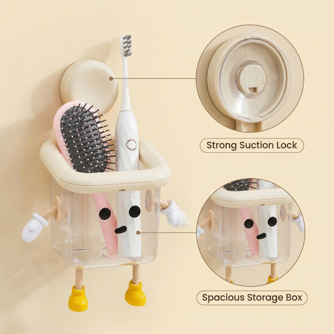 Wall-Mounted Bathroom Storage Box with Suction Cup