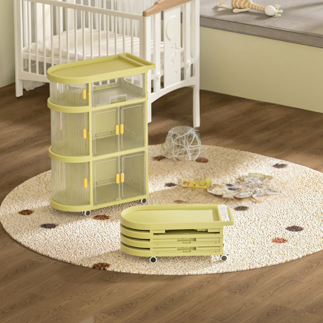 4-Tier Foldable Storage Cart with Wheels for Easy Organization