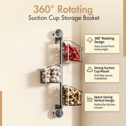 360° Rotating Suction Cup Storage Basket