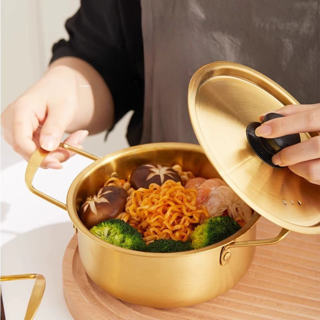 Stainless Steel Korean Ramen Cooking Pot with Lid