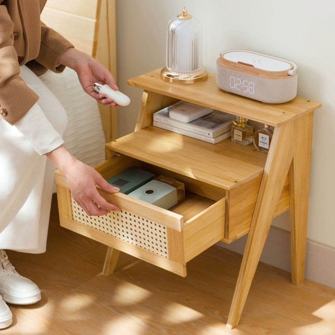 Modern Bamboo Rattan Stoarge Orgainzer With Drawer