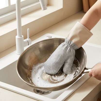 Extra Long Steel Wool Dishwashing Gloves