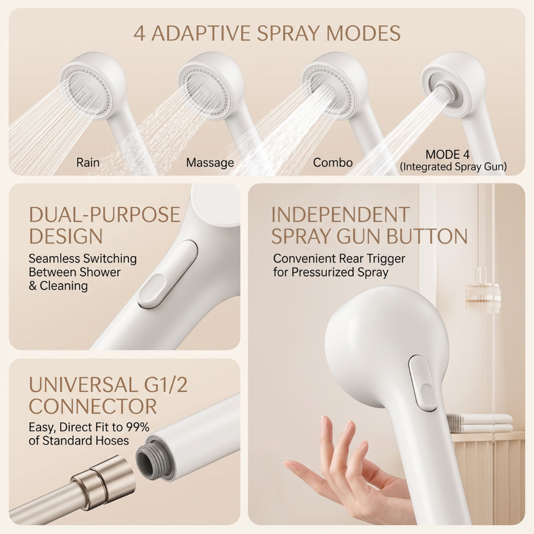 4+1 Mode Pressurized Handheld Shower Head