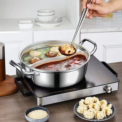 Stainless Steel Dutch Hot Pot with S-Shaped Divider