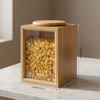 Transparent Glass Wooden Food Storage Container
