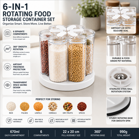 Multi Purpose Rotating Food Storage Container (Set of 6)