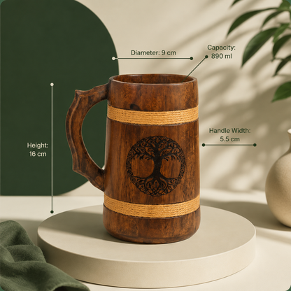 Multipurpose Classic Handcrafted Durable Finish Wood Beer Mug
