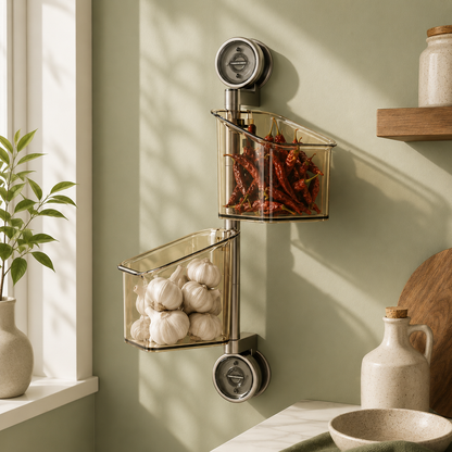 360° Rotating Suction Cup Storage Basket