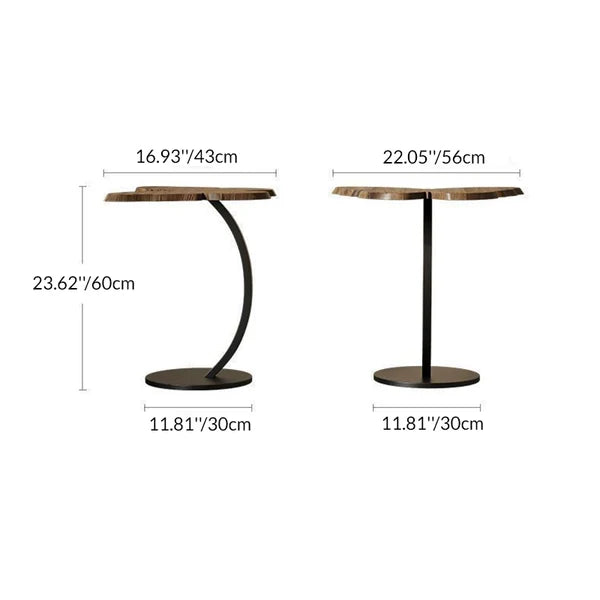 Butterfly Shaped Wooden Side Table With Iron Base
