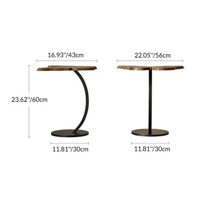 Butterfly Shaped Wooden Side Table With Iron Base