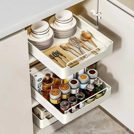 Adjustable Pull Out Cabinet Storage Basket with Soft Close Slides