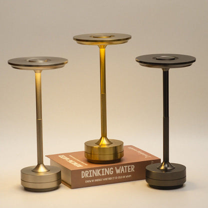Elegant Gold Metal Touch Lamp with 3-Color Dimming and Cordless Design
