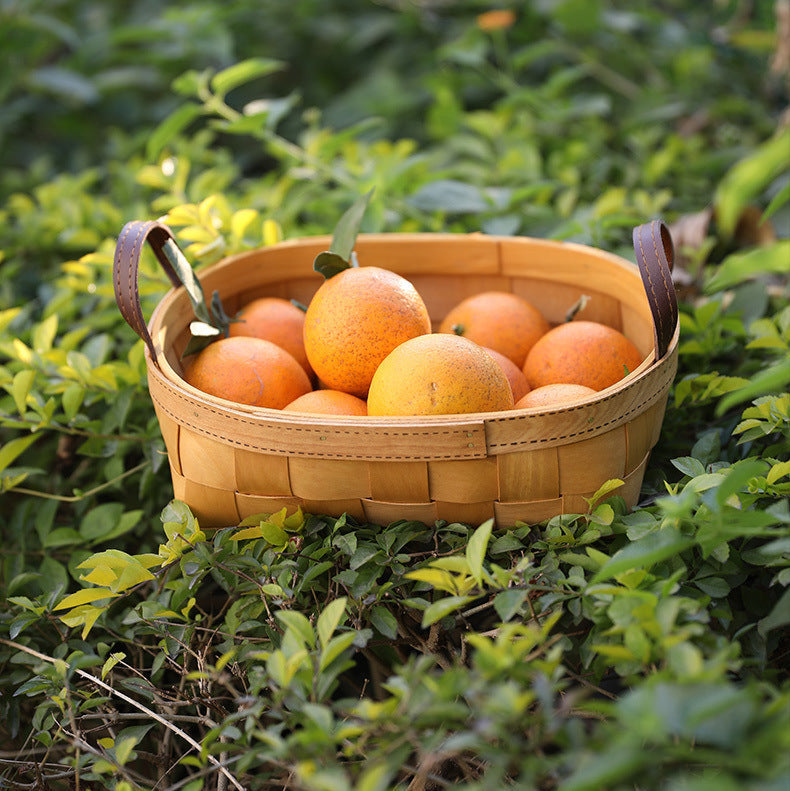 Multi-Purpose Natural Finish Handwoven Wooden Storage Basket