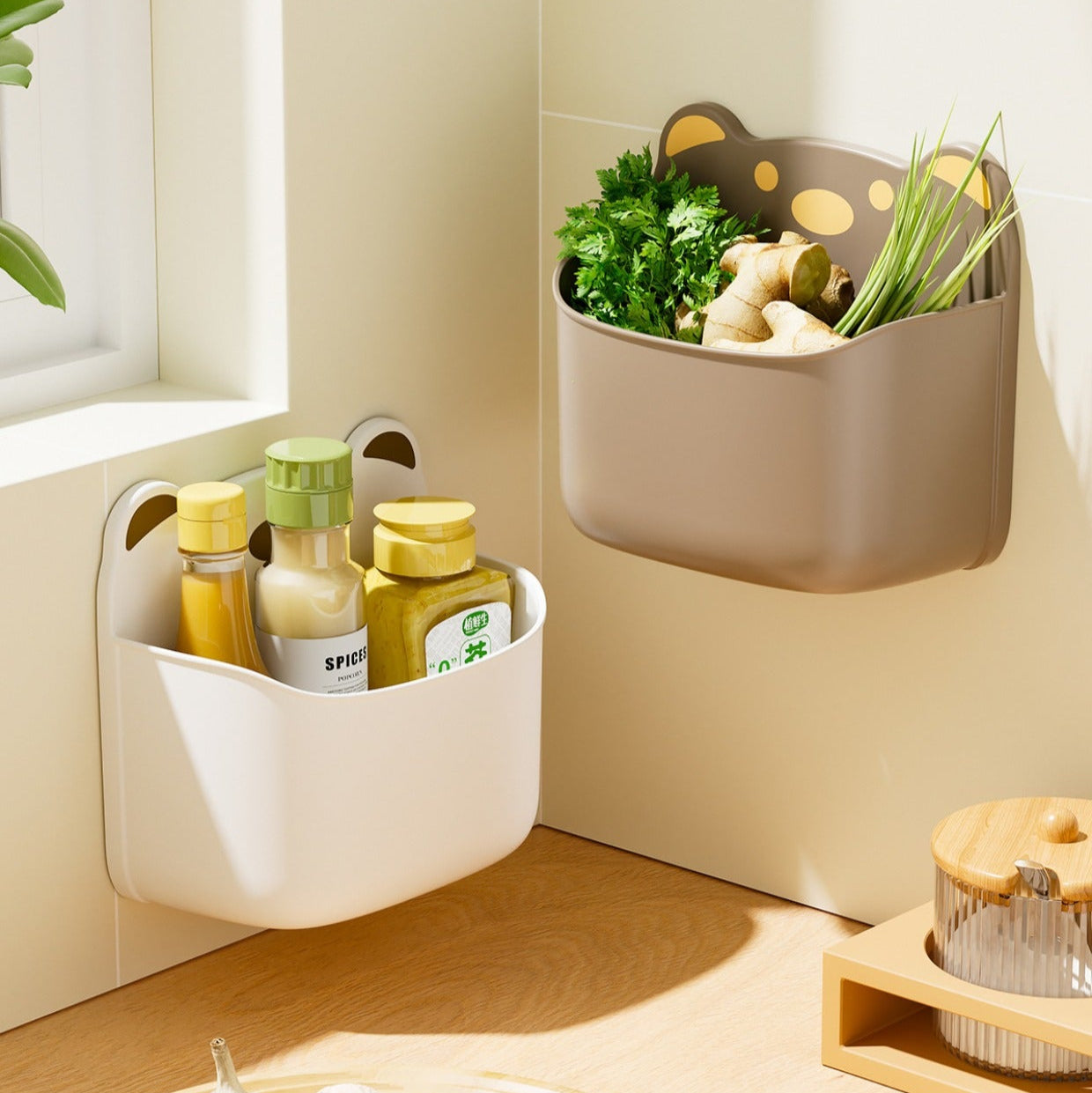 Cute Bear Wall Mounted Storage Organizer Box with Drainage Hole