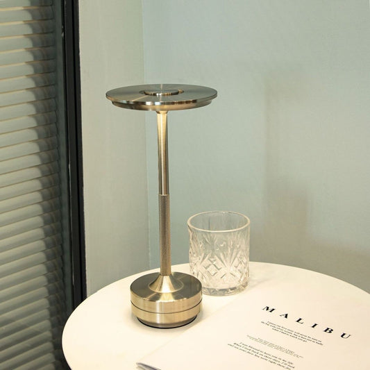 Elegant Gold Metal Touch Lamp with 3-Color Dimming and Cordless Design