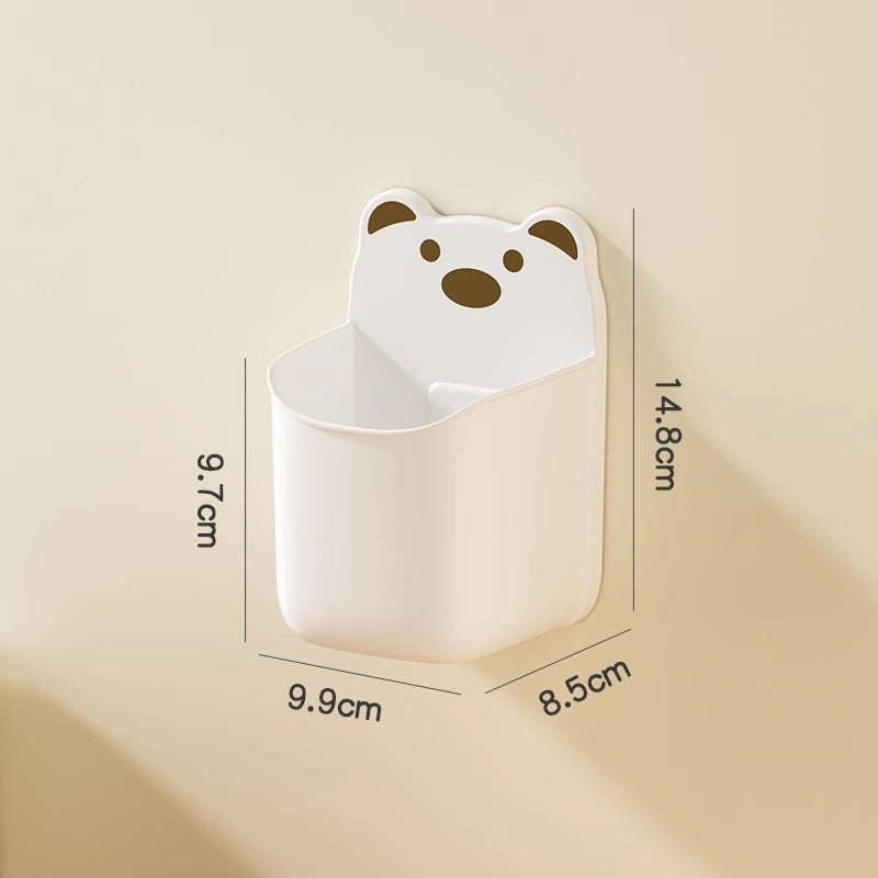 Cute Bear Wall Mounted Storage Organizer Box with Drainage Hole