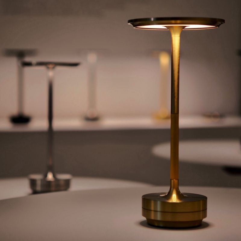Elegant Gold Metal Touch Lamp with 3-Color Dimming and Cordless Design