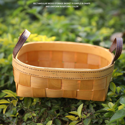 Multi-Purpose Natural Finish Handwoven Wooden Storage Basket