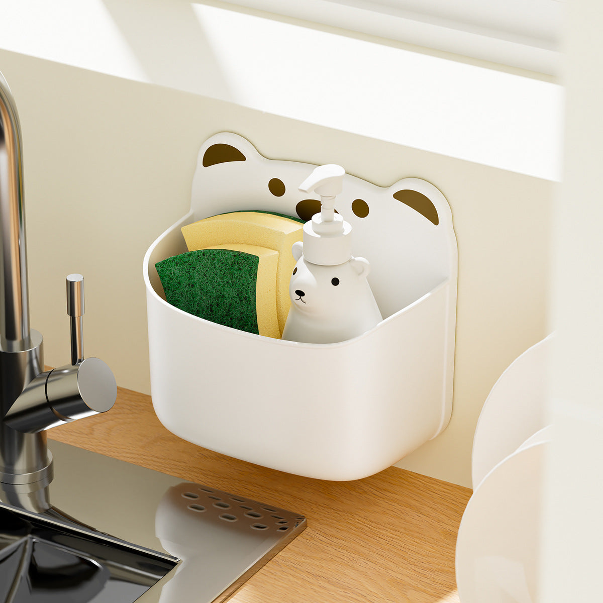 Cute Bear Wall Mounted Storage Organizer Box with Drainage Hole